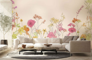 Plain Colored Flowers Wallpaper Mural