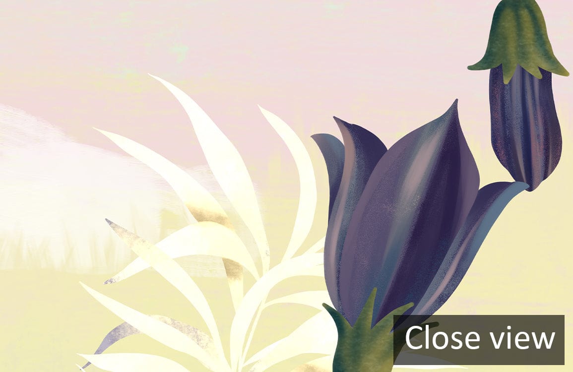 Close-up of Whimsical Floral Fantasy Wallpaper featuring vibrant floral design in nature-inspired colours.