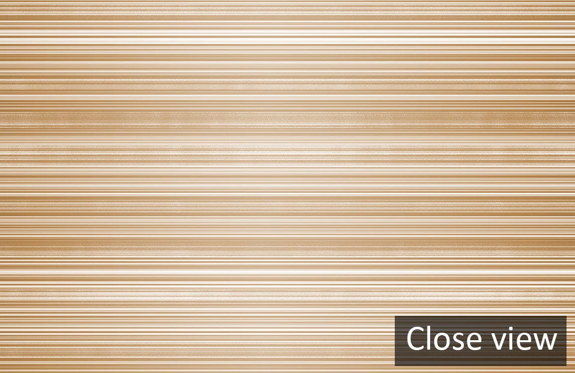 Close view of elegant metallic bronze striped textured wallpaper for sophisticated modern interiors.