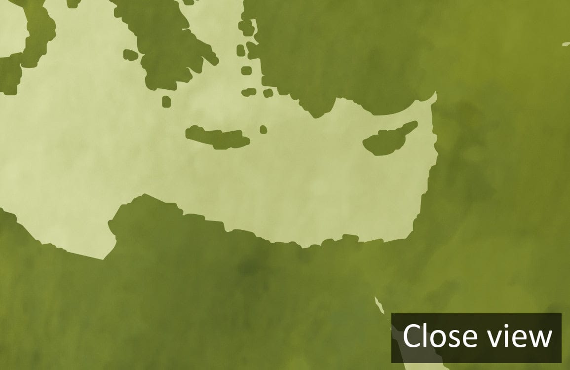 Close-up of Vintage Green World Map Mural Wallpaper, Earthy Geographic design, textured green surface.
