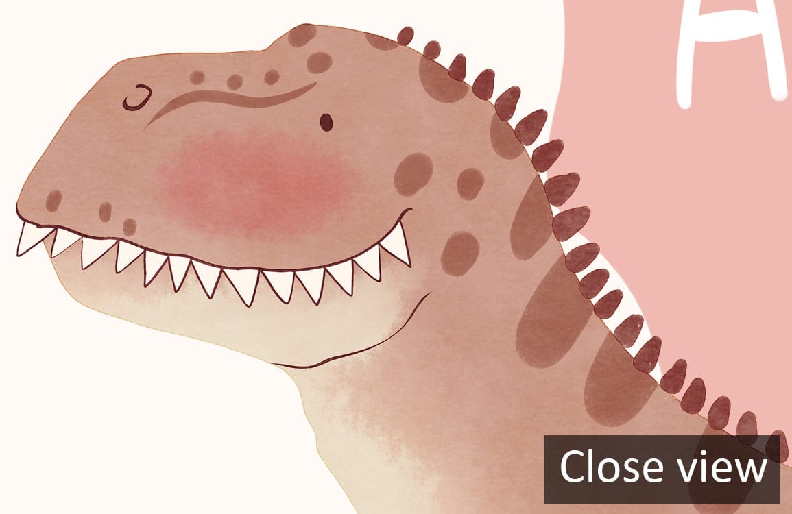 Close-up of dinosaur illustration from Children's Dinosaur World Map Mural Wallpaper - educational decor.