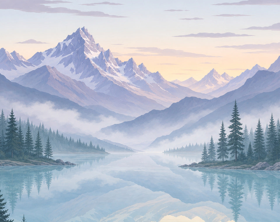 Alpine Lake Wallpaper Mural product view