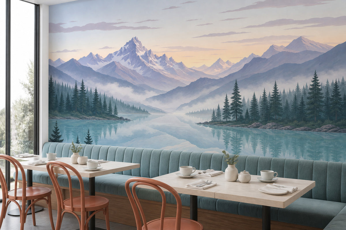 Alpine Lake Wallpaper Mural product view