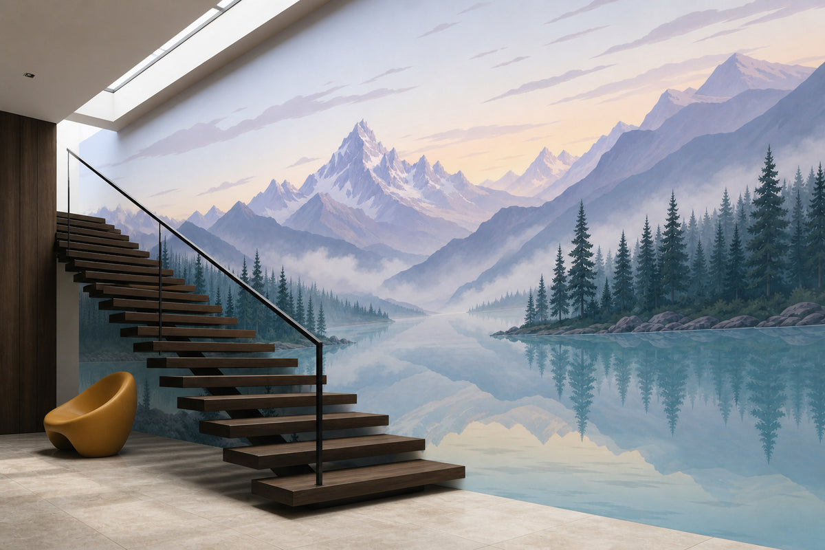 Alpine Lake Wallpaper Mural product view