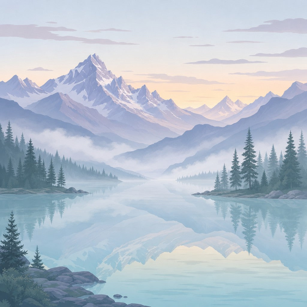 Alpine Lake Wallpaper Mural product view
