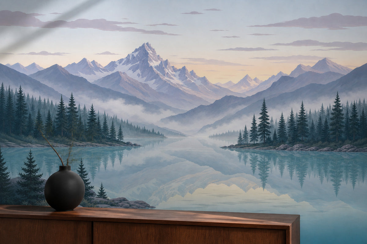 Alpine Lake Wallpaper Mural product view