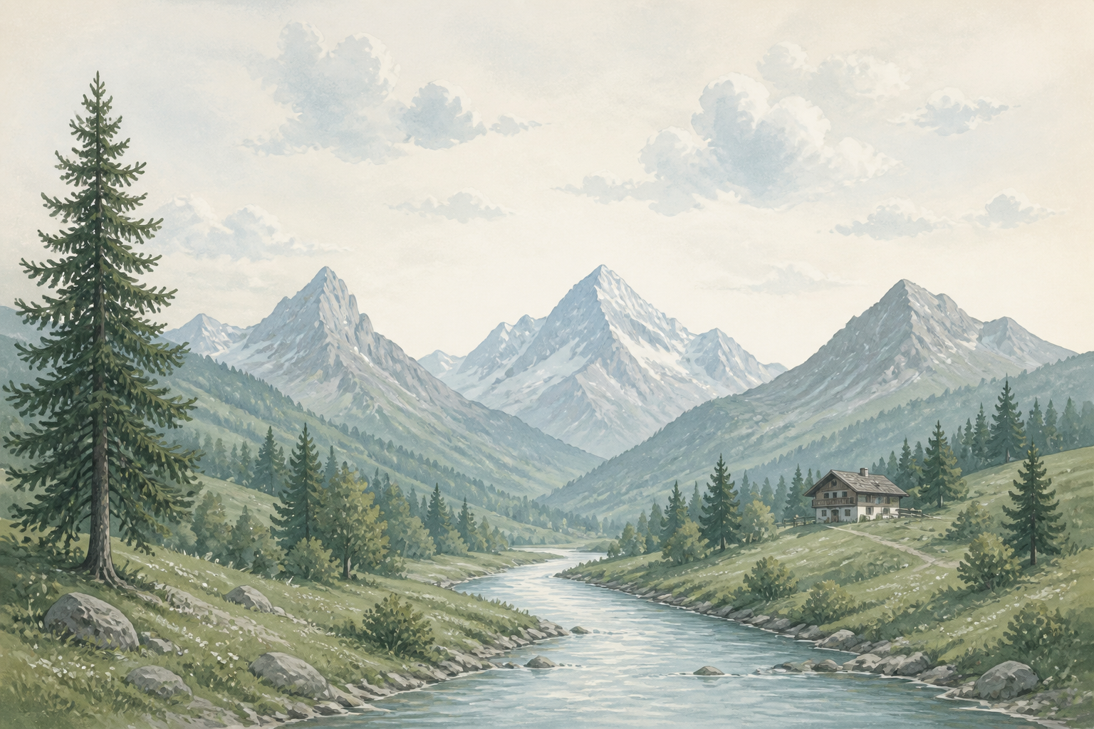 Alpine Valley Wallpaper Mural