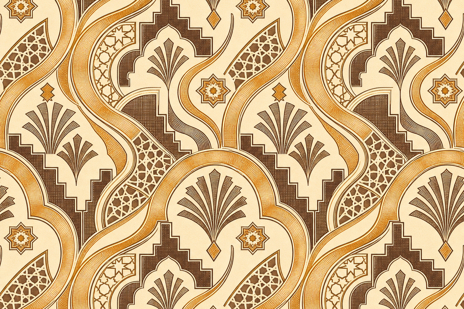 Amber Art Deco Wallpaper Mural
