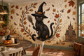 Cream Witch Cat Halloween Wallpaper Mural