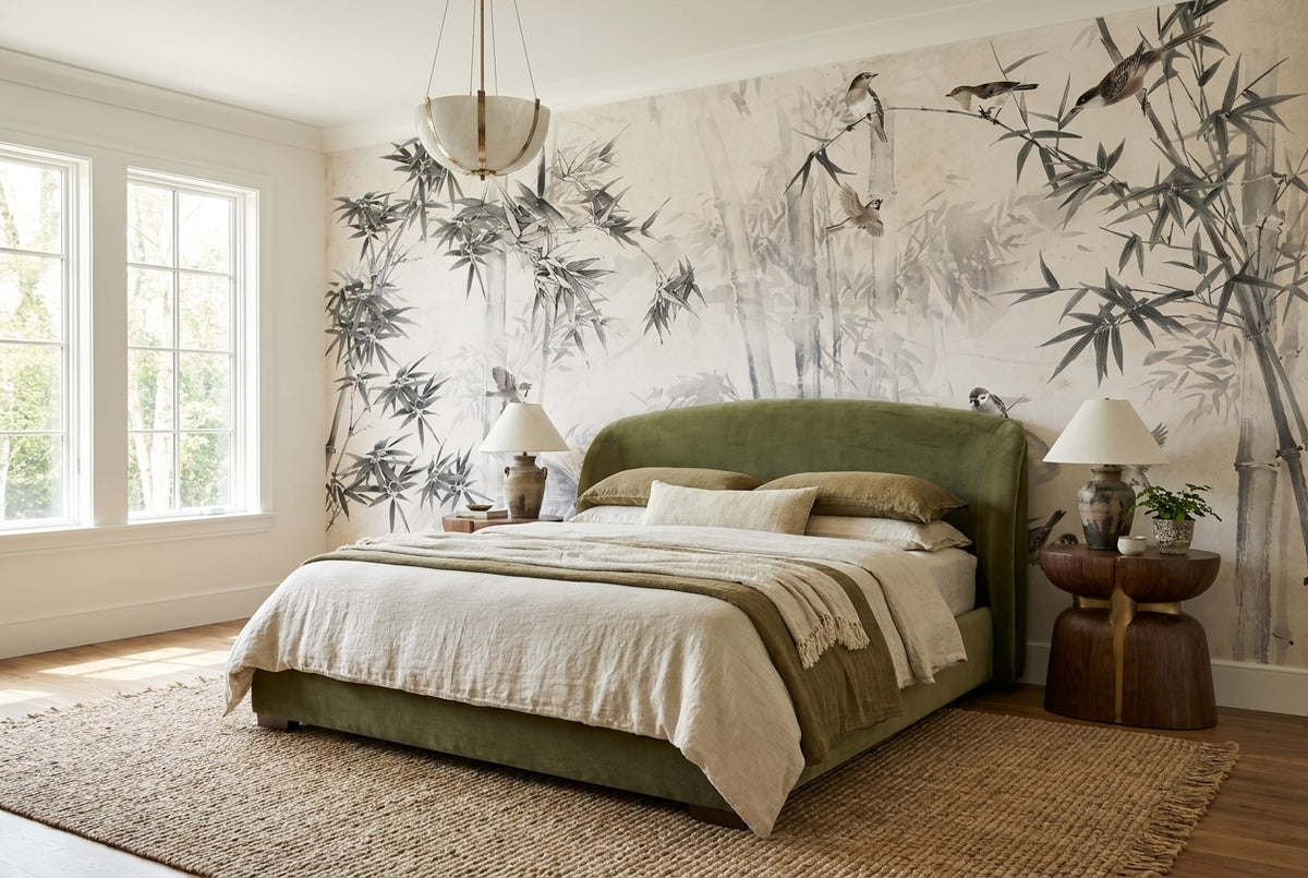ash bedroom bamboo forest wallpaper mural custom stick on non woven vinyl removable