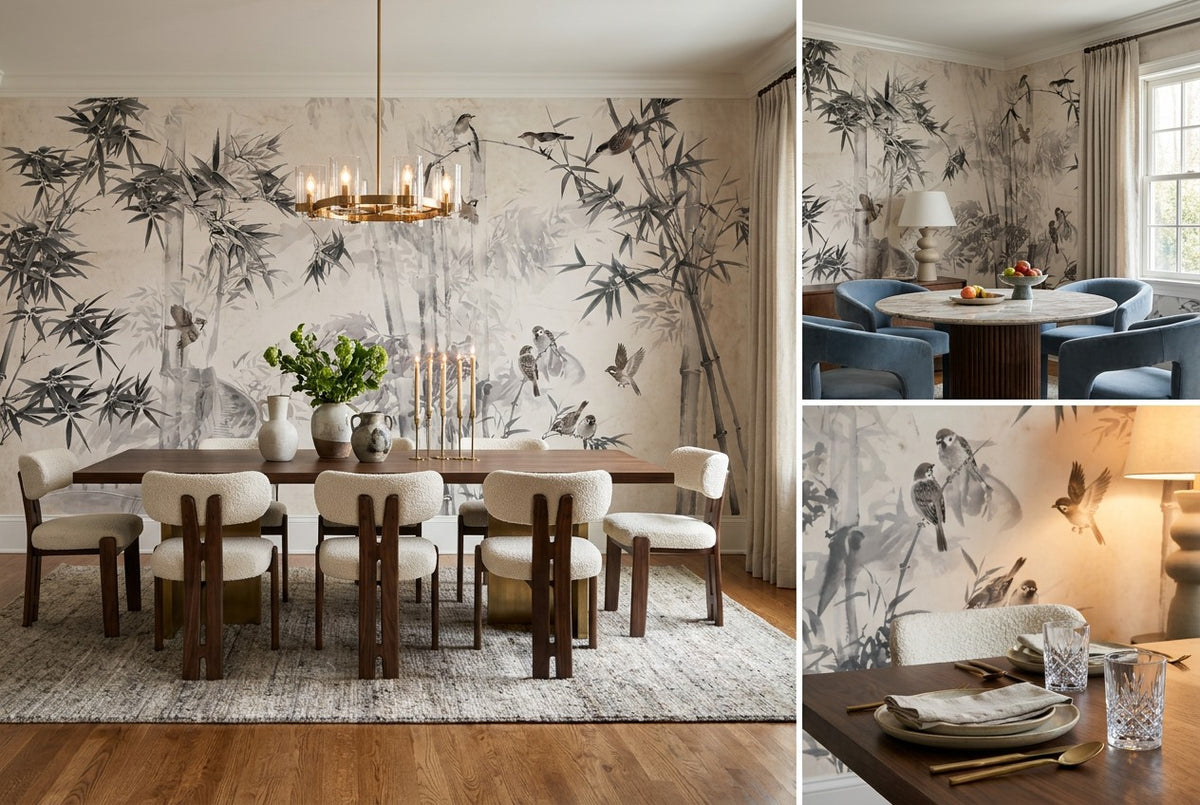 ash dining bamboo forest wallpaper mural custom stick on non woven vinyl removable