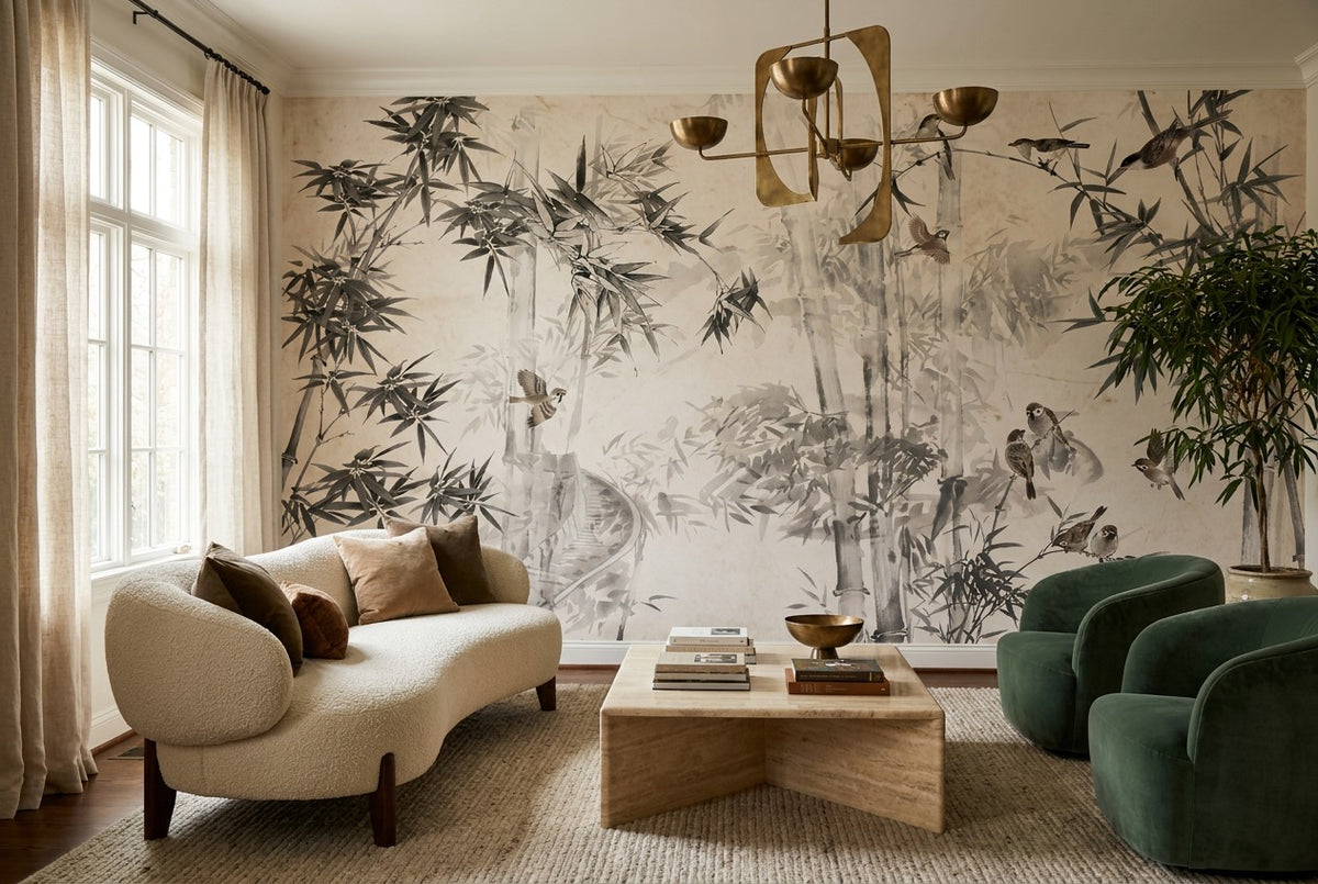 ash lounge bamboo forest wallpaper mural custom stick on non woven vinyl removable