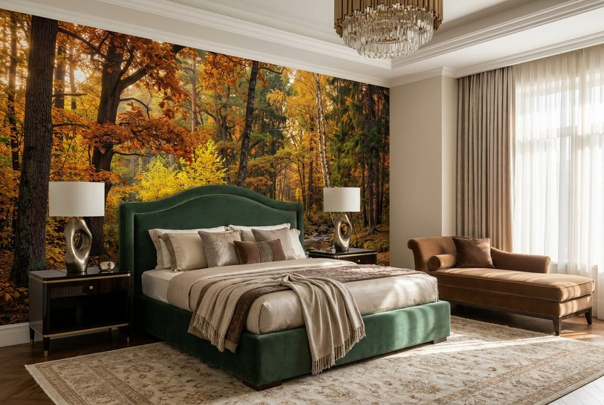 Golden Creek Path Autumn Forest Wallpaper Mural in autumn
