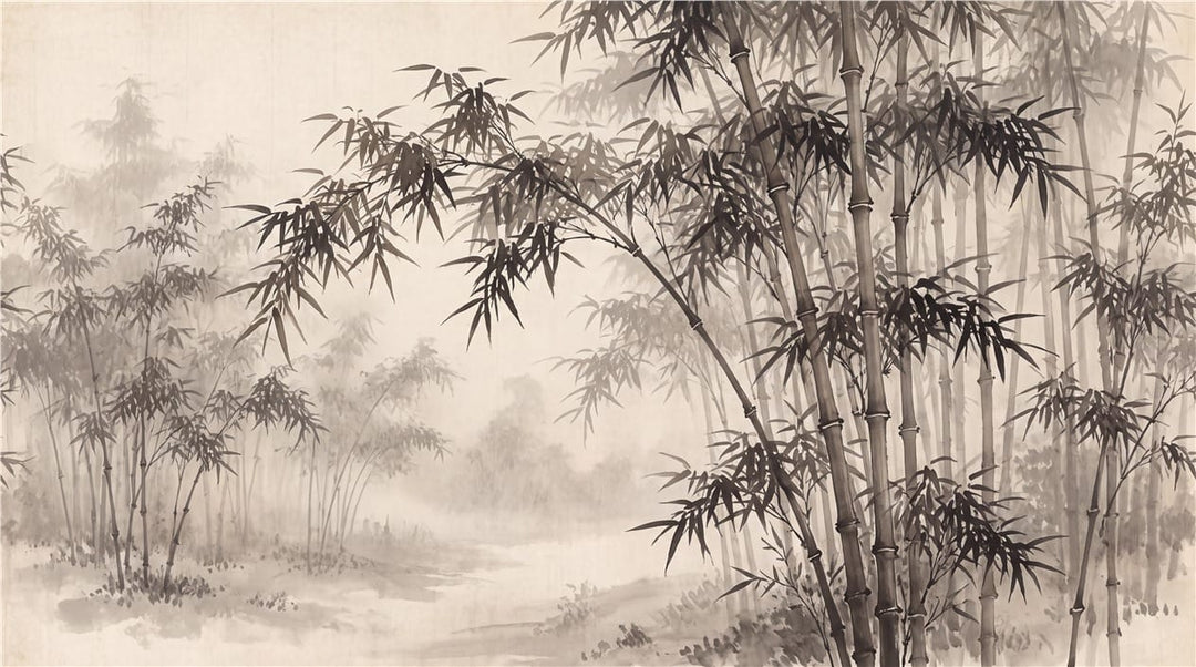 bamboo forest wallpaper mural brown room custom stick on removable non woven vinyl