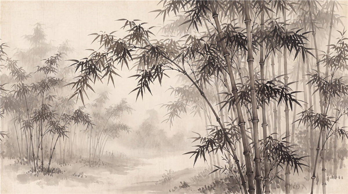 bamboo forest wallpaper mural brown room custom stick on removable non woven vinyl