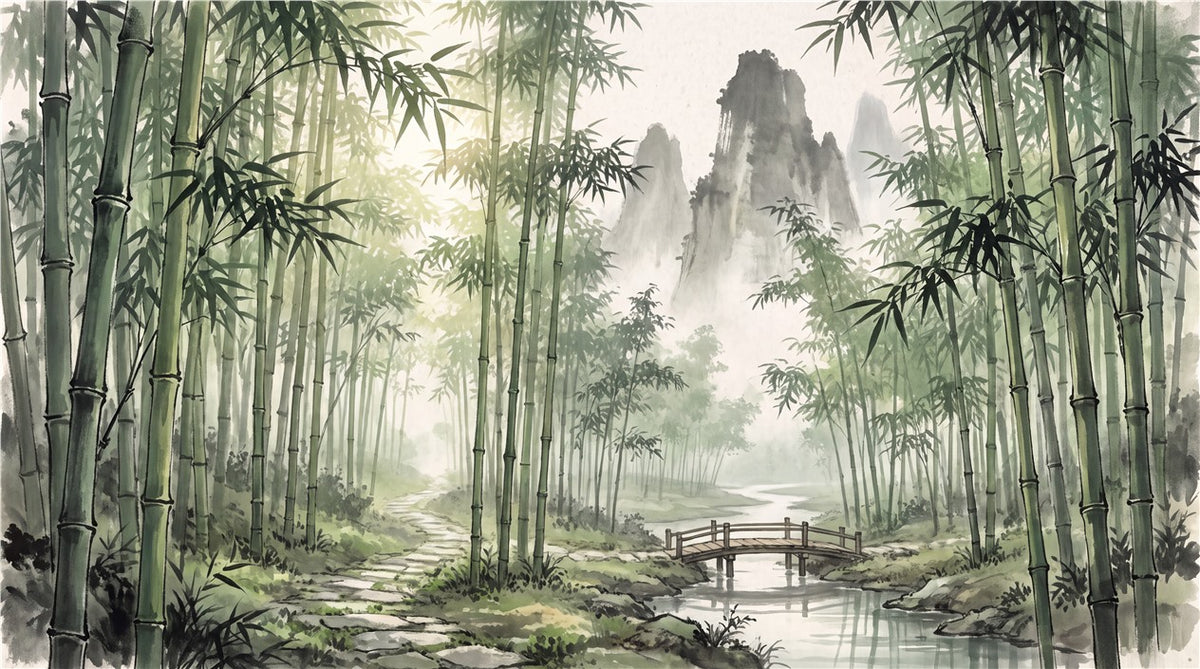 Green Mountain Bamboo Forest Wallpaper Mural