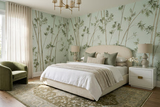 Mint Minimal Bamboo Forest Wallpaper Mural