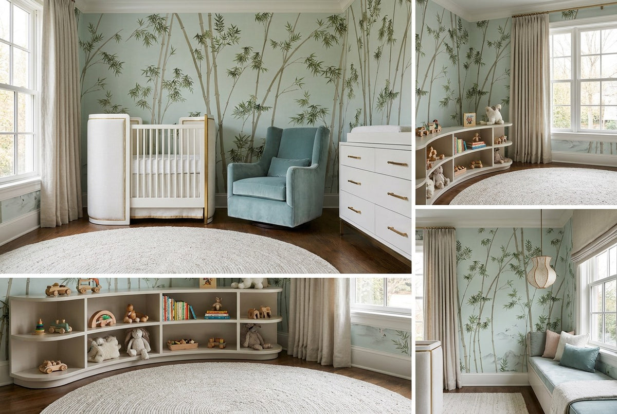 bamboo forest wallpaper mural mint nursery custom stick on removable non woven vinyl