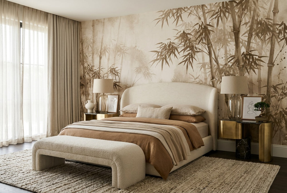bamboo forest wallpaper mural sand bedroom custom stick on removable non woven vinyl