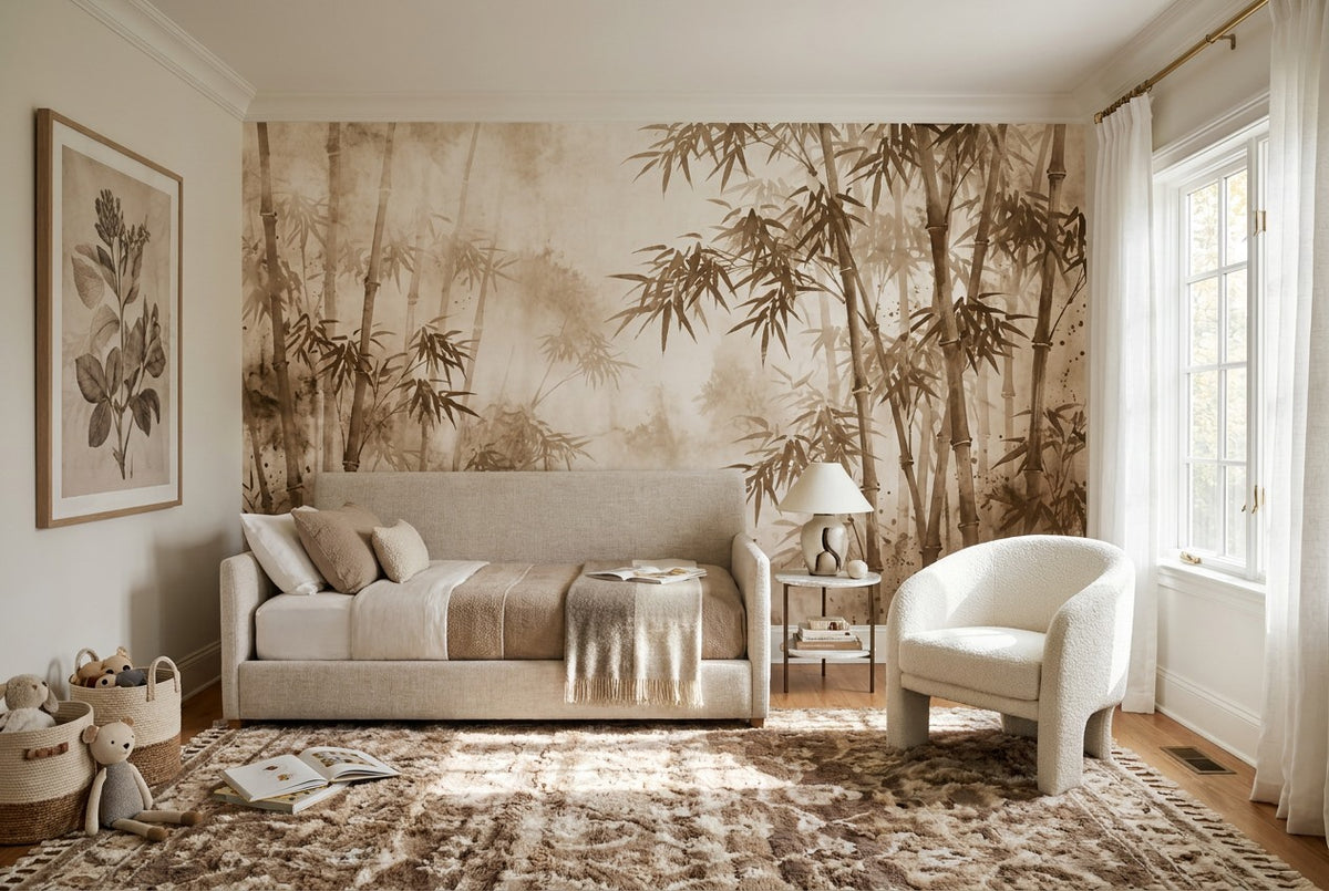 bamboo forest wallpaper mural sand nursery custom stick on removable non woven vinyl