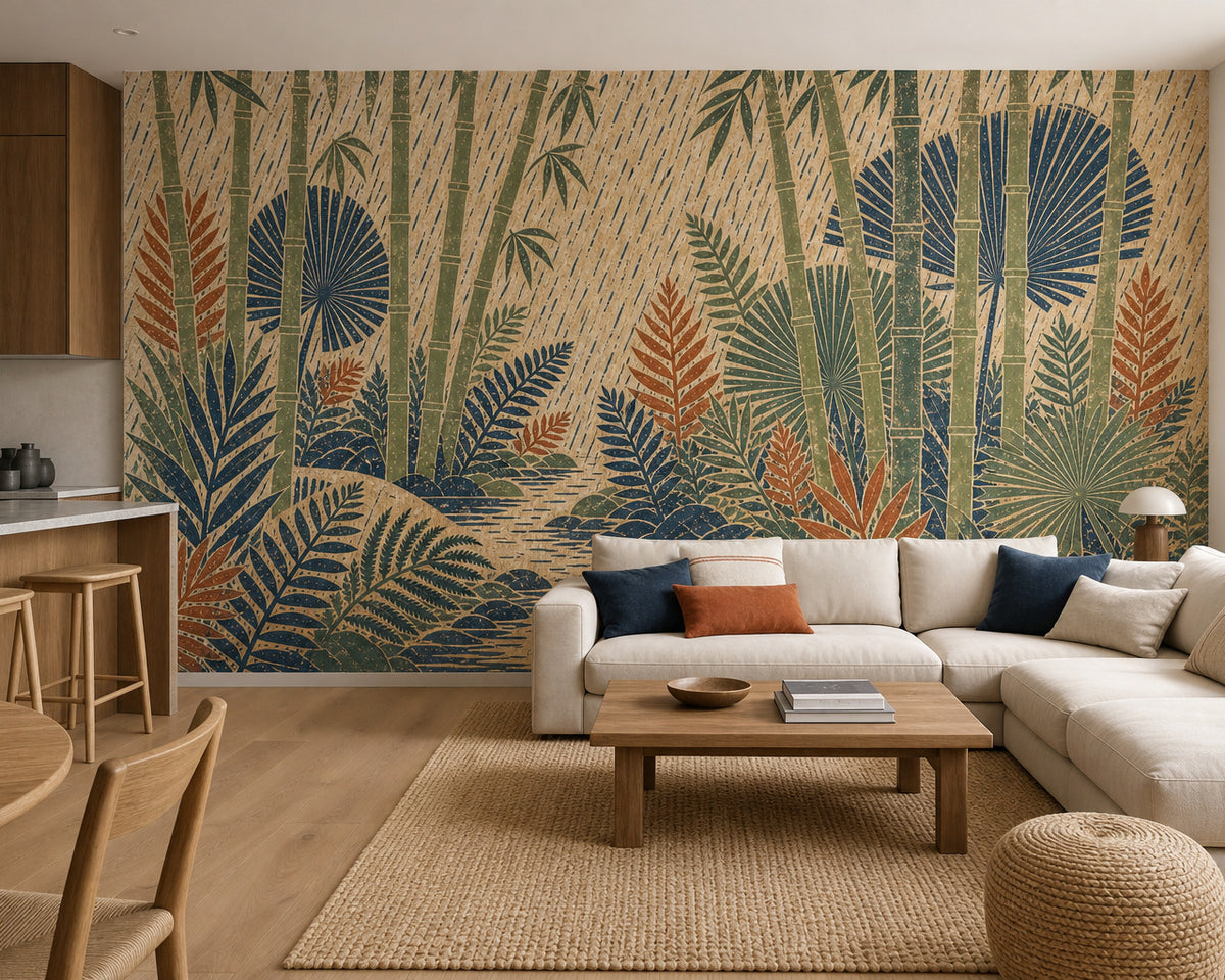 Bamboo Rain Wallpaper Mural product view
