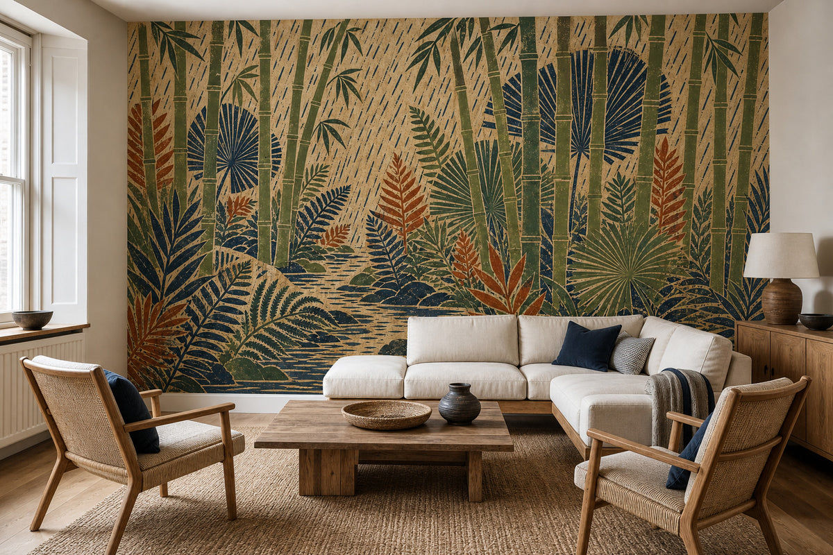 Bamboo Rain Wallpaper Mural product view