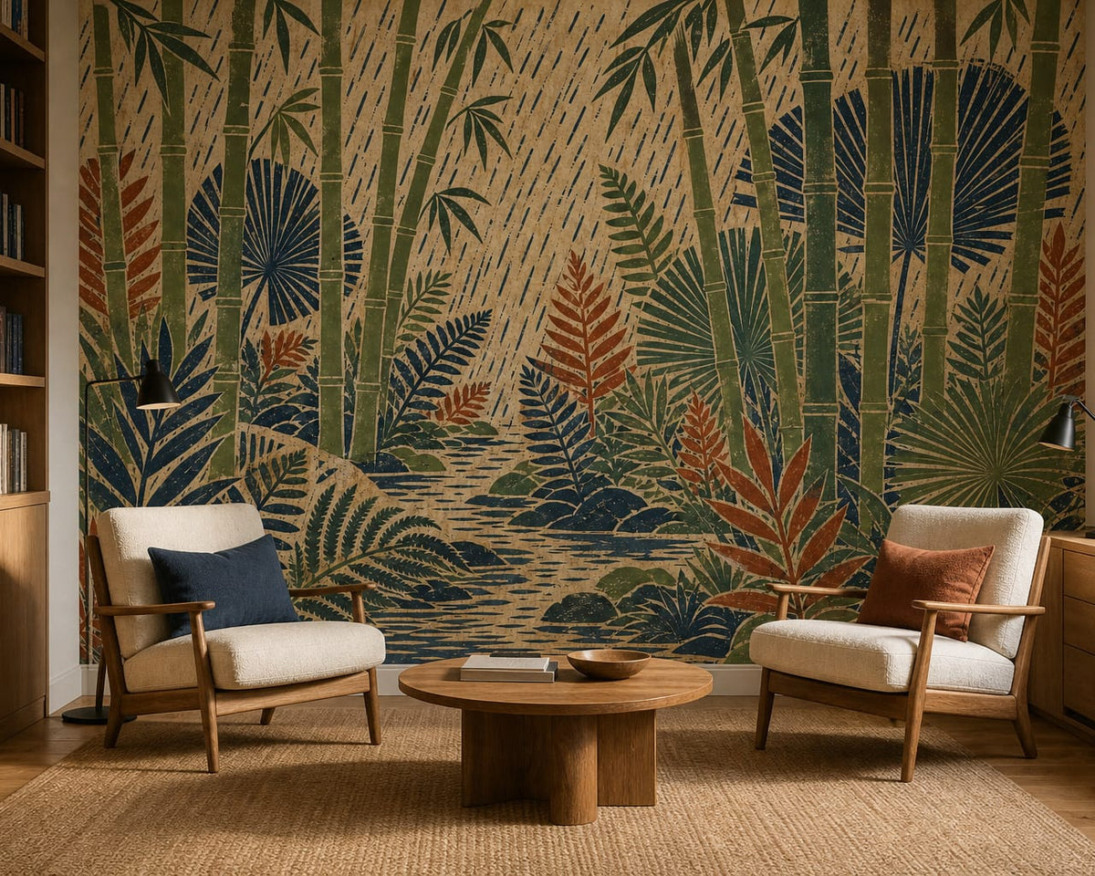 Bamboo Rain Wallpaper Mural product view