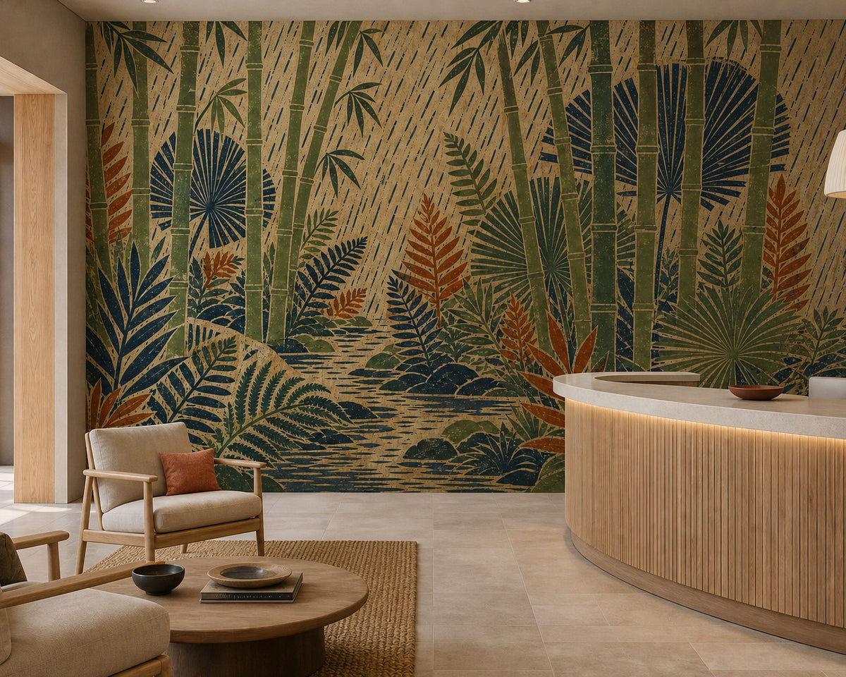Bamboo Rain Wallpaper Mural product view