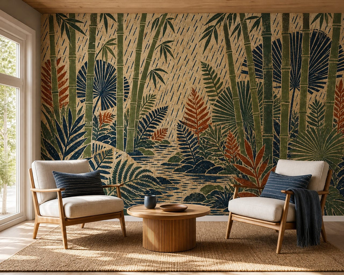 Bamboo Rain Wallpaper Mural product view