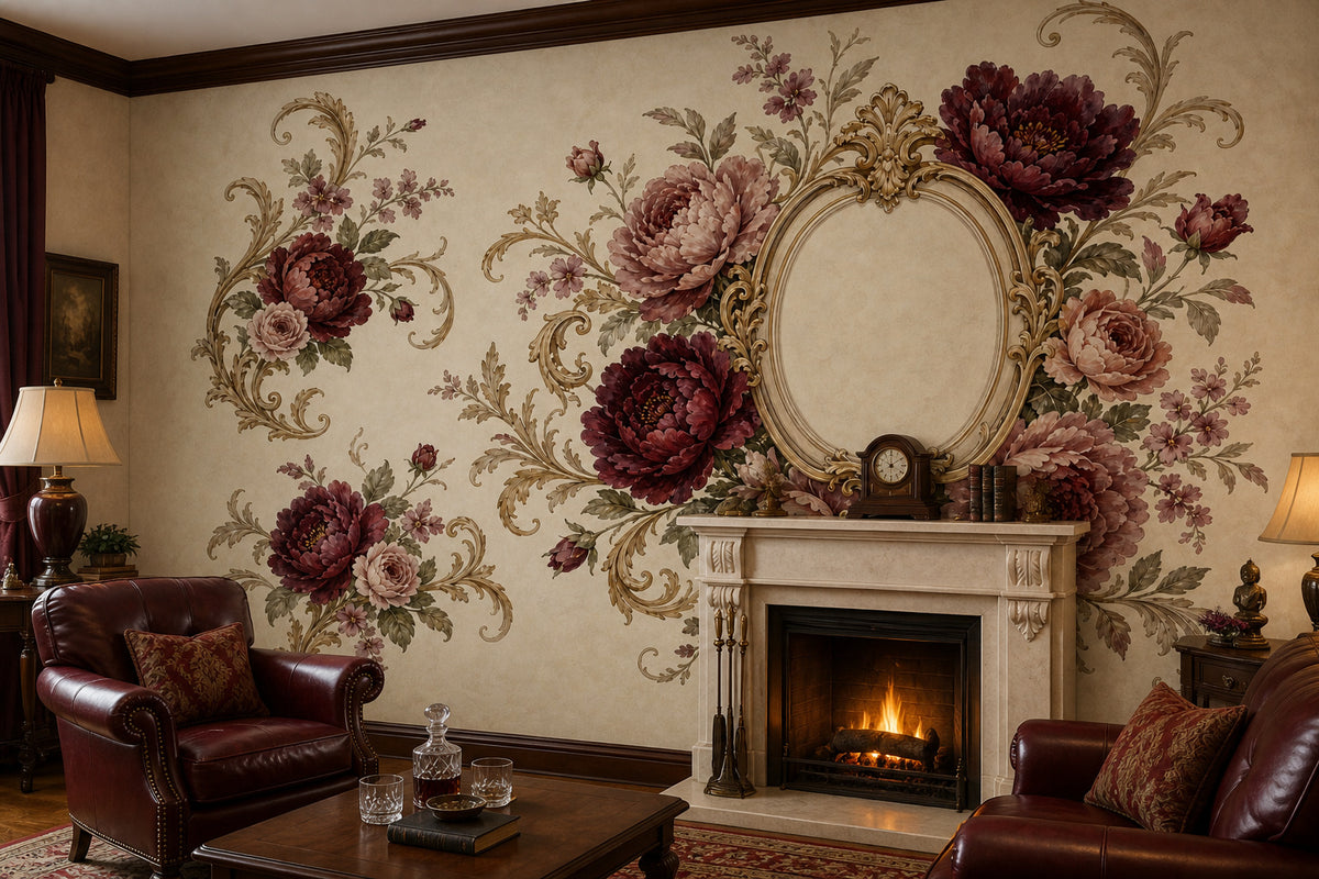 Ivory Baroque Bar Wallpaper Mural product view