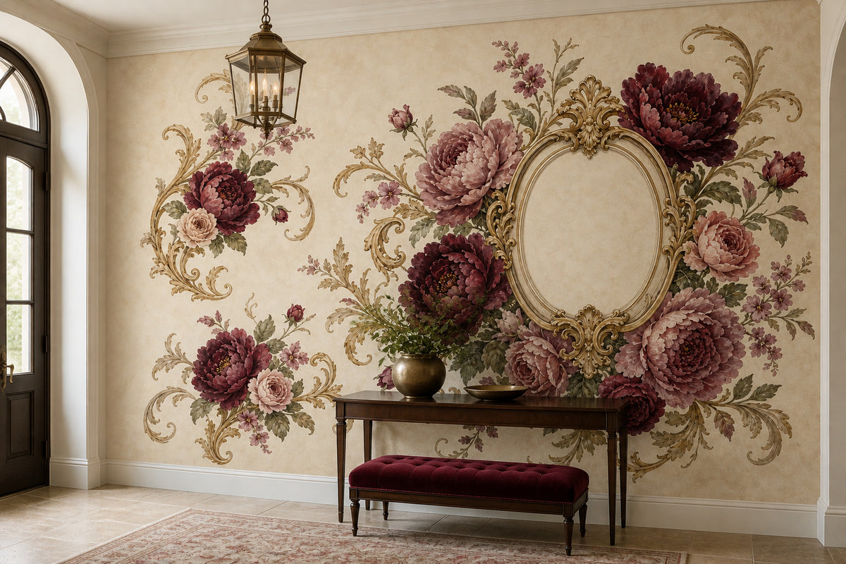 Ivory Baroque Bar Wallpaper Mural product view