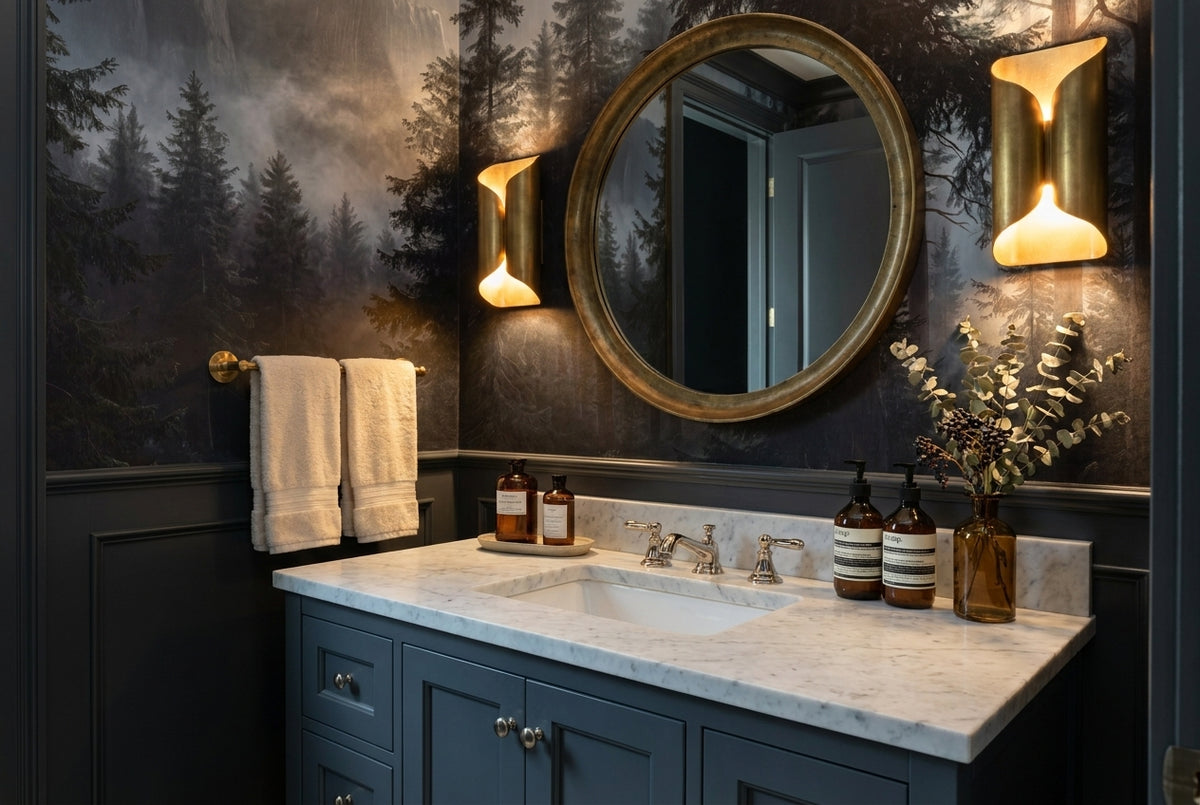 bathroom dark forest wallpaper mural pine custom stick on vinyl non woven removable