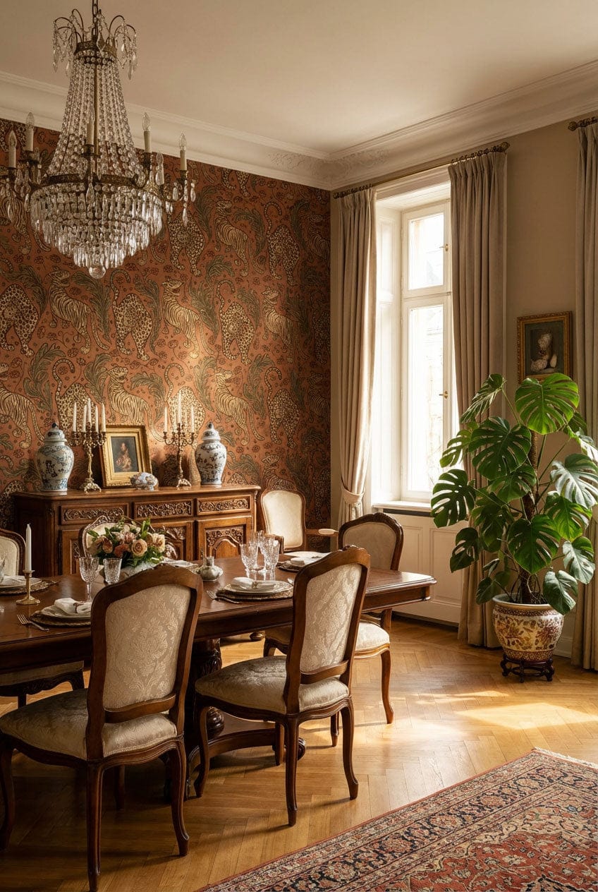 Vintage Safari Animal Motif Mural Wallpaper
