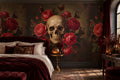 Dark Skull And Roses Halloween Wallpaper Mural