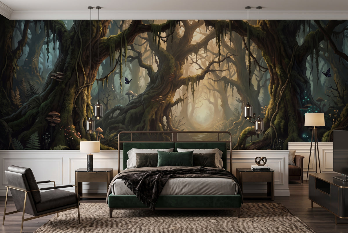 bedroom v1 dark forest wallpaper mural glow custom stick on vinyl non woven removable