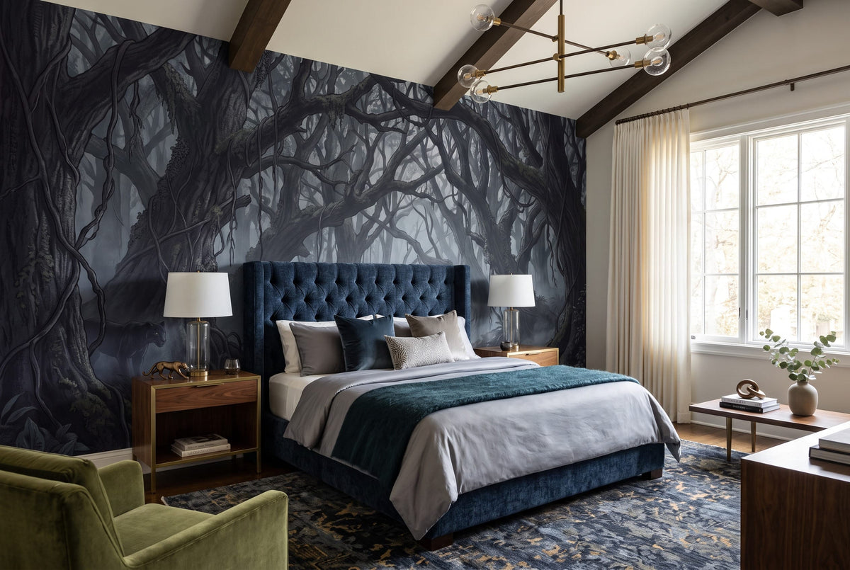 Dark Misty Forest Wallpaper Mural