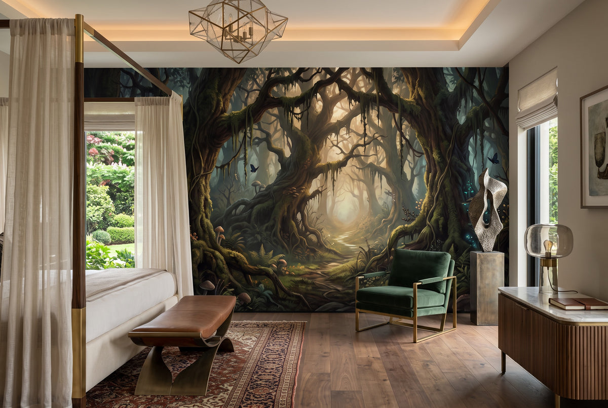 bedroom v2 dark forest wallpaper mural glow custom stick on vinyl non woven removable