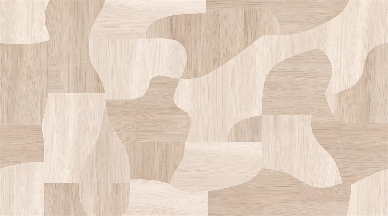 Beige Rounded Geometric Forms Wallpaper Mural