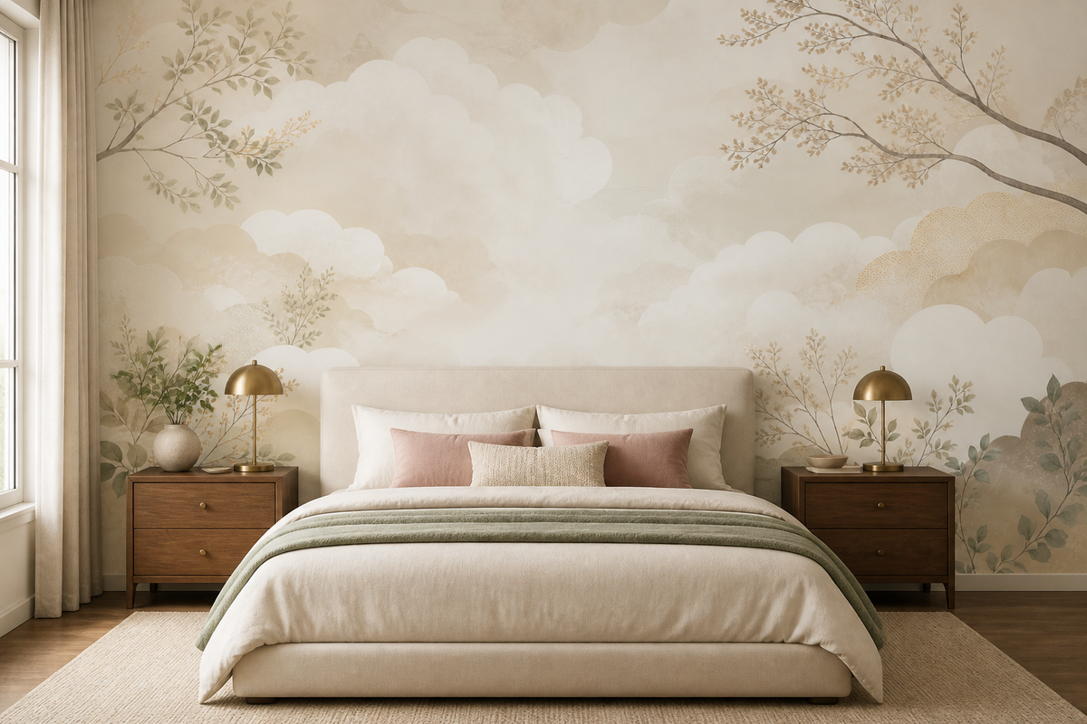 Beige Cloud Wallpaper Mural product view
