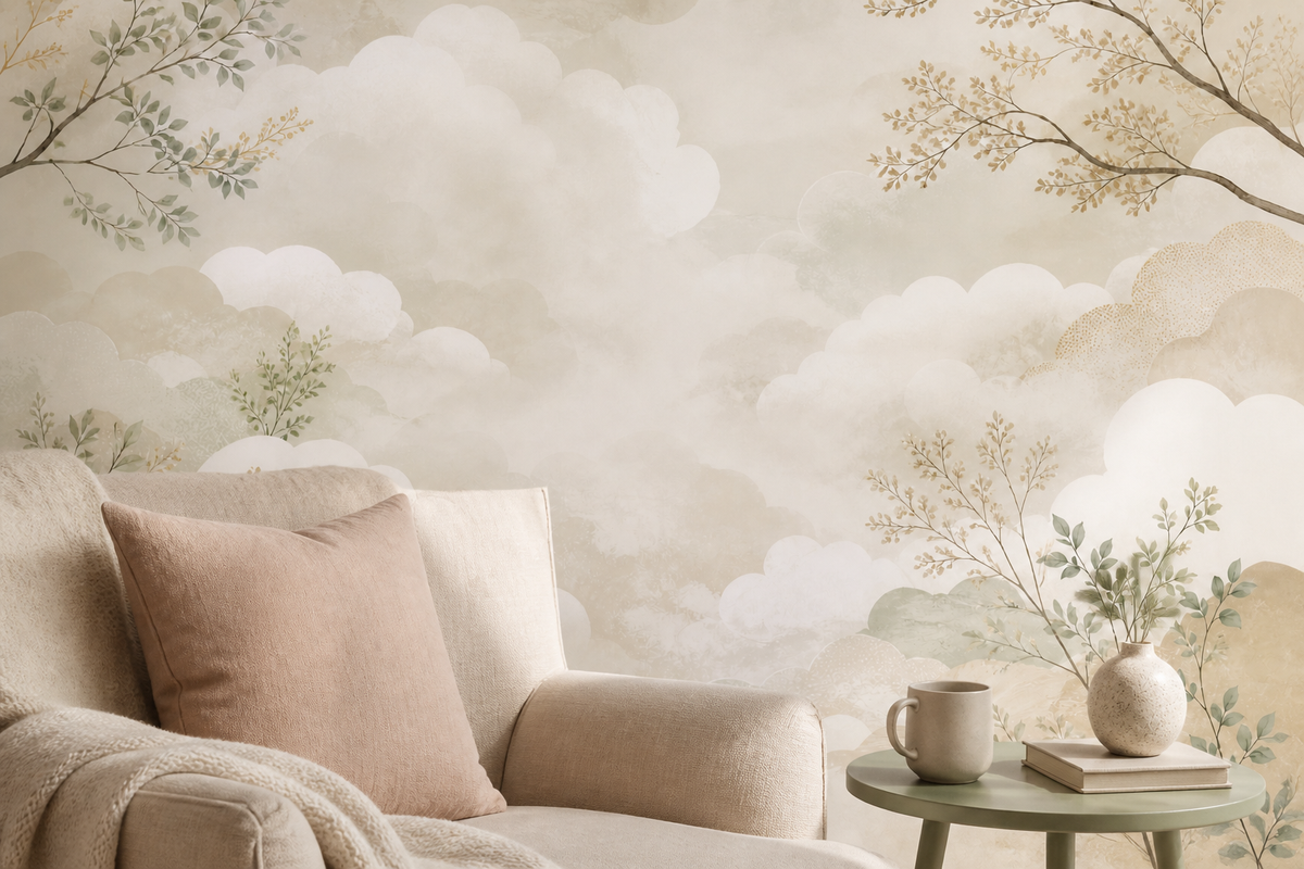 Beige Cloud Wallpaper Mural product view