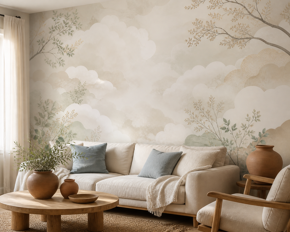 Beige Cloud Wallpaper Mural product view