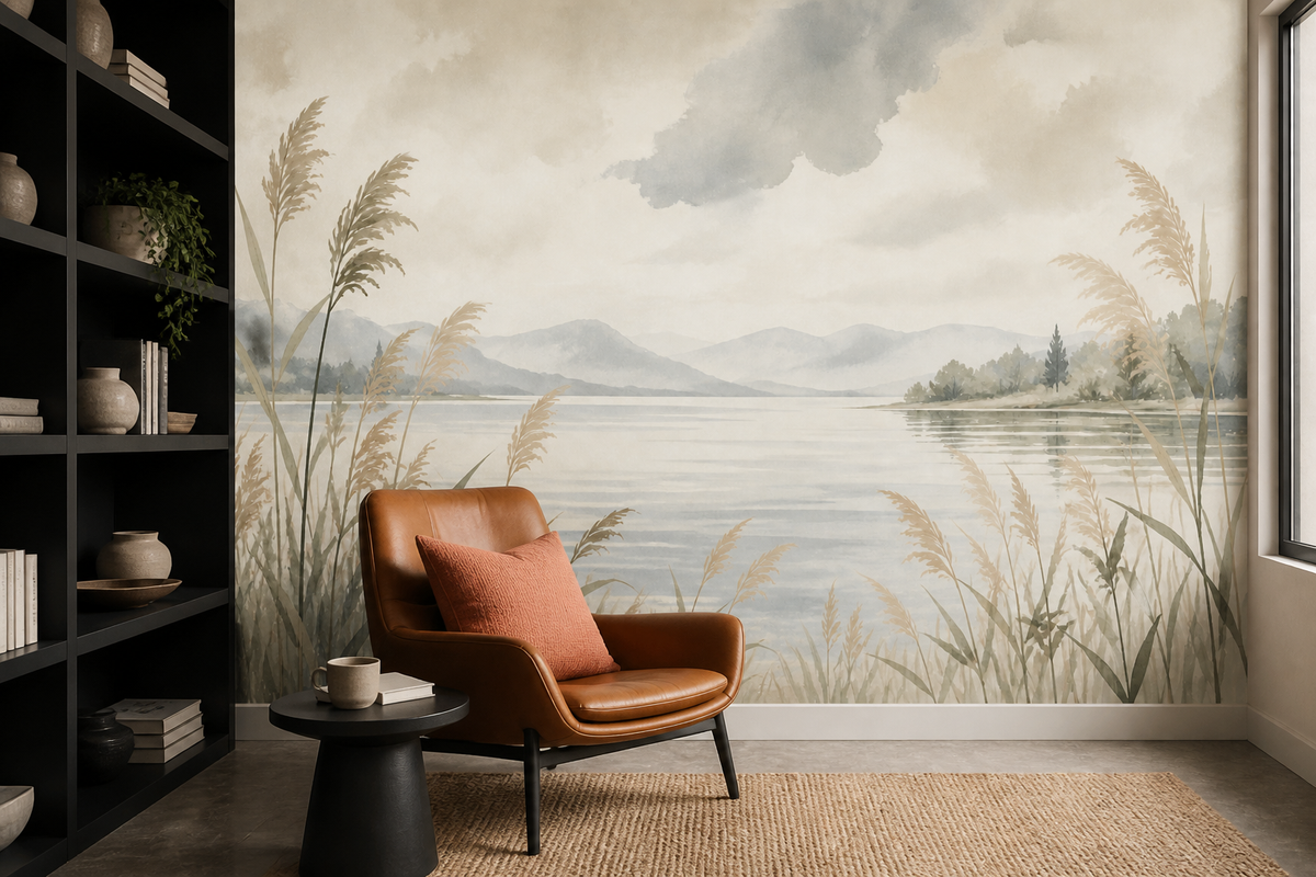 Beige Lake Wallpaper Mural product view