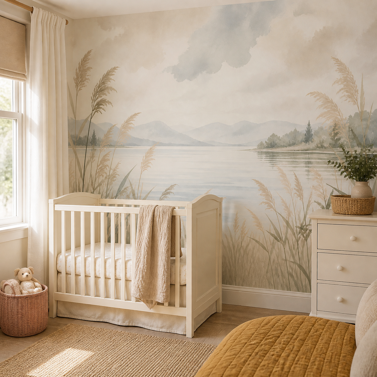 Beige Lake Wallpaper Mural product view