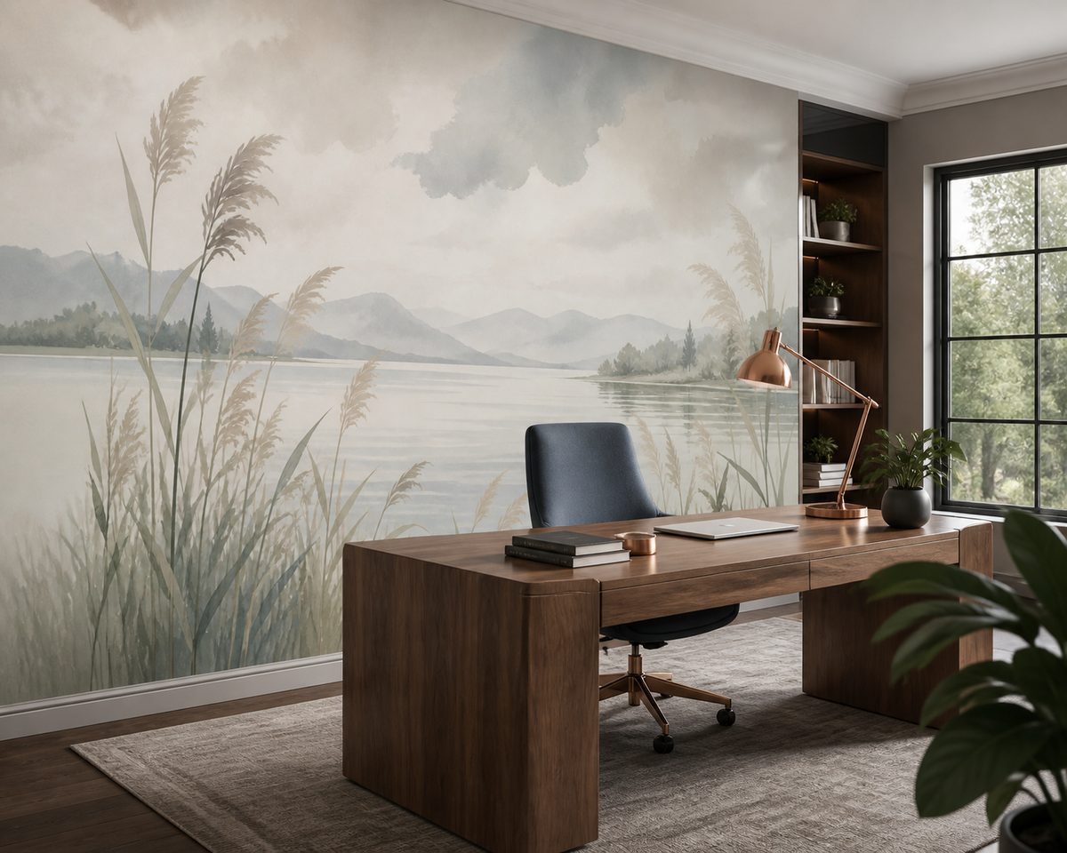 Beige Lake Wallpaper Mural product view