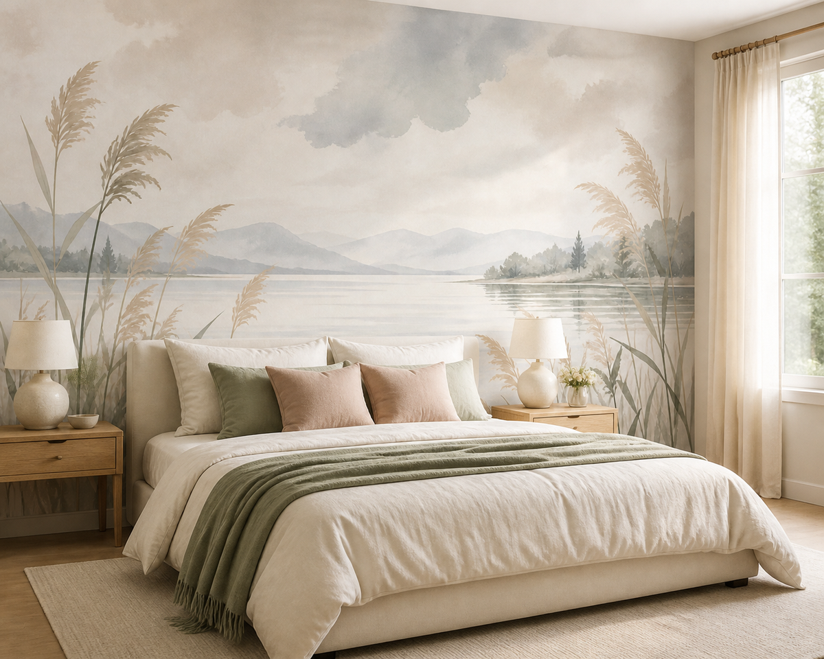 Beige Lake Wallpaper Mural product view