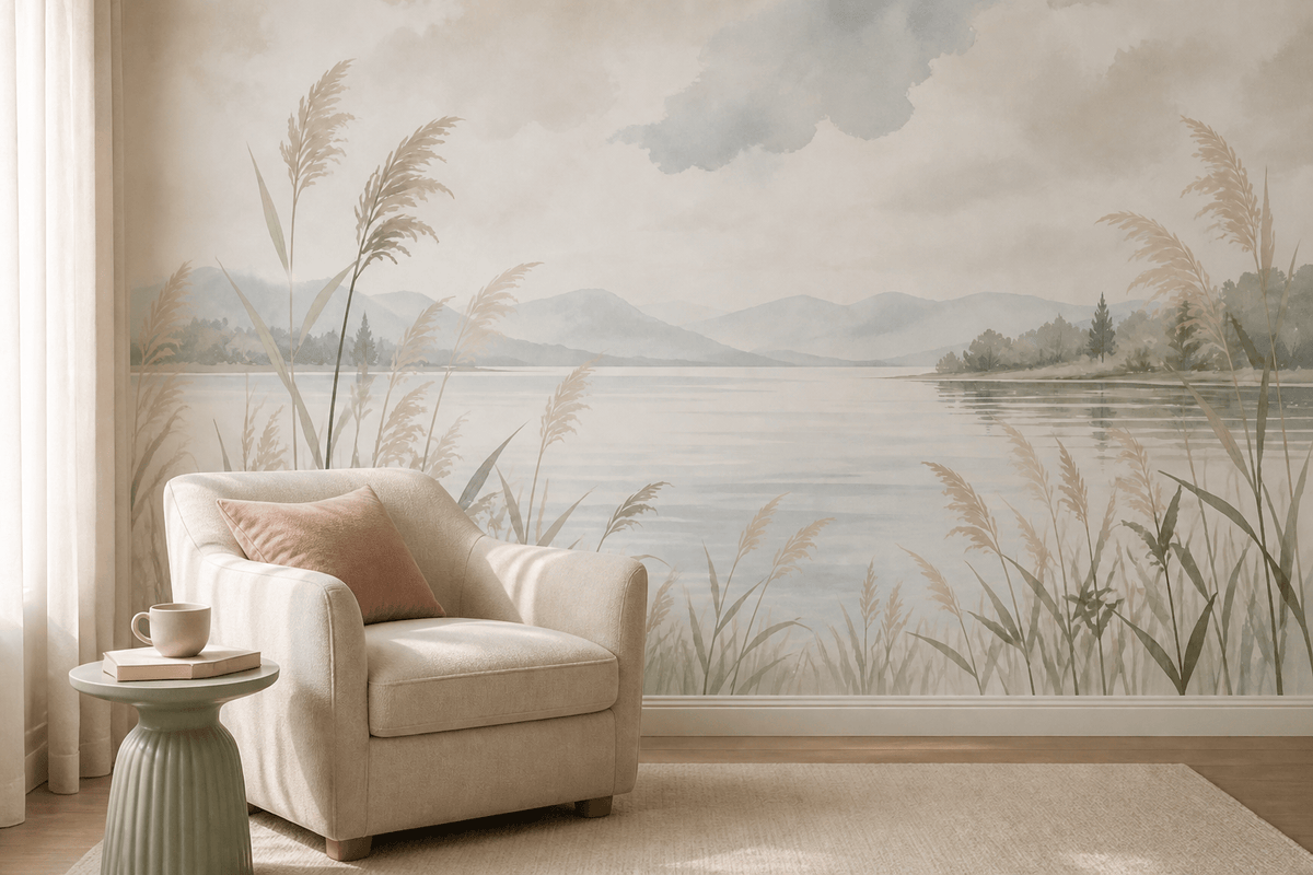 Beige Lake Wallpaper Mural product view
