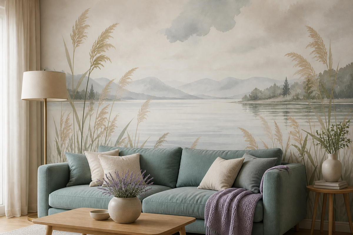 Beige Lake Wallpaper Mural product view