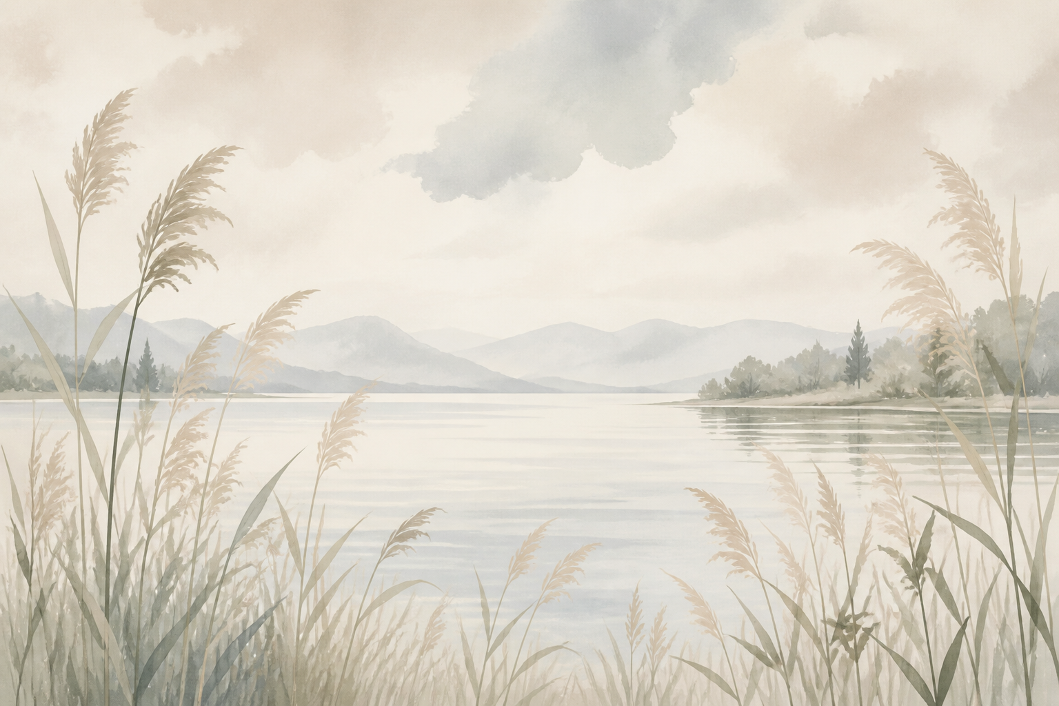 Beige Lake Wallpaper Mural