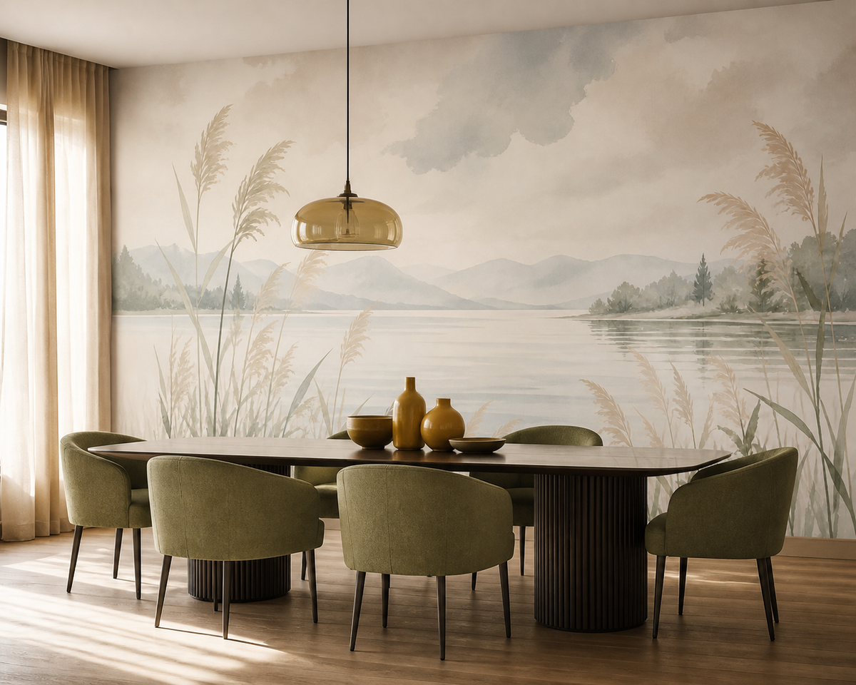 Beige Lake Wallpaper Mural product view