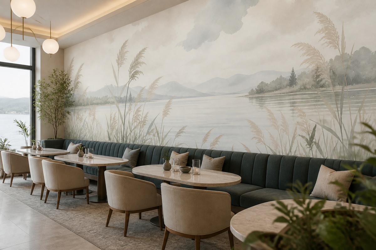 Beige Lake Wallpaper Mural product view